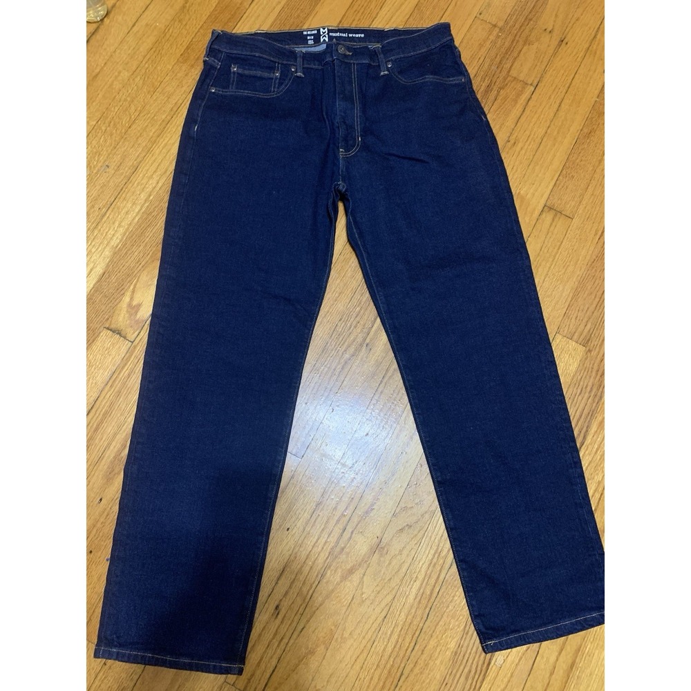 Mutual Weave Men's Jeans 38x32 Straight Leg Medium Wash Blue Denim